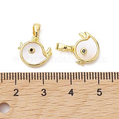 Rack Plating Brass Pave Shell Bird Charms with Black Cubic Zirconia&nbsp;KK-K360-07G