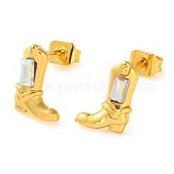Brass Micro Pave Cubic Zirconia Stud Earrings For Women&nbsp;EJEW-B111-01G-01
