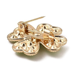 合金ガラスラインストーンクローバーブローチ  ピンジュエリー  ライトゴールド  24x26x8mm&nbsp;JEWB-K017-05KCG