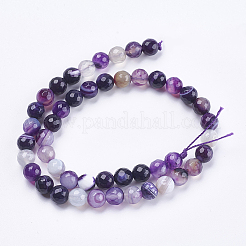 Natural Striped Agate/Banded Agate Beads Strands&nbsp;G-P364-02-8mm