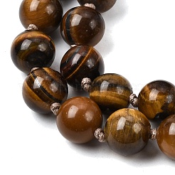 Natural Tiger Eye Mala Prayer Round Beaded Wrap Necklaces with Long Tassel and Metal Tree of Life&nbsp;FS-WG93CBE-04