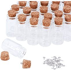ガラス瓶ガラス希望ボトル  コルク栓付き  ビーズの容器  ミックスカラー  40x22mm  内径：13mm  コルク栓：12~14.5x11~12mm  30個/セット&nbsp;AJEW-PH0015-01