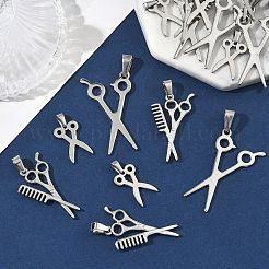 15個3スタイル304ステンレススチールペンダント  はさみ形  ステンレス鋼色  20~40x13~23x1~2mm  穴：6~10x3~4.5mm  5個/スタイル&nbsp;STAS-CJ0002-49