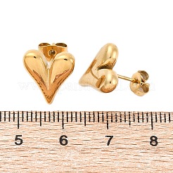 イオンプレーティング（IP）304ステンレススチール製ハートスタッドピアス（女性用）  18KGP本金メッキ  13.5x11.5mm  ピン：0.7mm&nbsp;X-EJEW-F300-09G