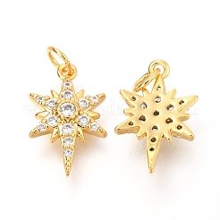 Brass Micro Pave Clear Cubic Zirconia Charms&nbsp;ZIRC-O036-06G