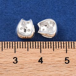 真鍮マイクロペーブクリアキュービックジルコニアビーズ  カドミウムフリー＆ニッケルフリー＆鉛フリー  銀  8x8x5mm  穴：2.5x4mm&nbsp;KK-S389-19S