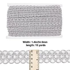 エスニックスタイルの刺繍ポリエステルレーストリム  服飾材料  銀  1-3/8インチ（34.5mm）&nbsp;OCOR-WH0070-20B