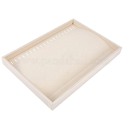 ベルベットのネックレスディスプレイオーガナイザートレイ  長方形  ベージュ  35.3x24.1x3.1cm&nbsp;NDIS-WH20007-02A