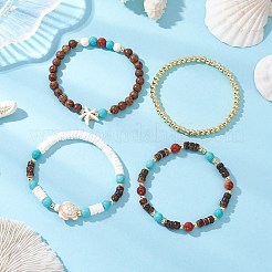4Pcs 4 Styles Natural & Synthetic Gemstone & Wood Beaded Stretch Bracelets for Women Men&nbsp;BJEW-JB11562