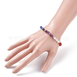 女の子の女性のためのチャクラテーマ天然石ビーズストレッチブレスレット  内径：2-1/4インチ（5.8cm）&nbsp;BJEW-JB07244