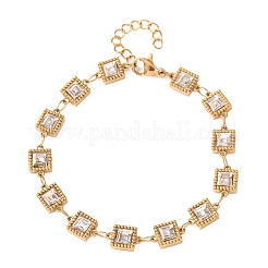 304 Stainless Steel Pave Glass Link Chains Bracelets for Women&nbsp;BJEW-G780-04G
