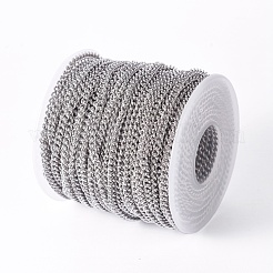 変色しにくい201ステンレススチールカーブチェーン  溶接されていない  スプールで  ステンレス鋼色  3.8x2.9x1.7mm  約65.61フィート（20m）/ロール&nbsp;STAS-I107-17P
