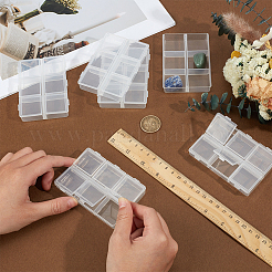 ビーズ用6グリッドプラスチックビーズコンテナ6個  ネイルアート  長方形  透明  9.2x6.65x1.45cm  内径：2.8x3のCM&nbsp;CON-OC0001-76