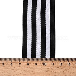 25ヤードのポリエステルストライプリボン  衣類用アクセサリー  ギフトデコレーション  ブラック  1-5/8インチ（40mm）  25ヤード/セット&nbsp;AJEW-WR0002-75