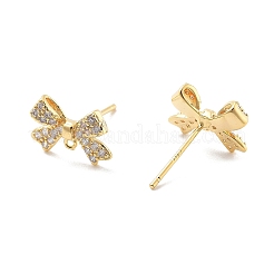 Brass Clear Cubic Zirconia Stud Earring Findings&nbsp;KK-A238-02A-G