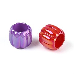 パール加工UVメッキ不透明アクリルヨーロピアンビーズ  大穴ビーズ  バレル  ミックスカラー  13x11mm  穴：7.8mm&nbsp;SACR-T017-64M