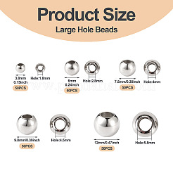 250 個 5 スタイル CCB プラスチックヨーロッパビーズ  大穴ビーズ  ラウンド  プラチナ  3.8~12x3~9.8mm  穴：1.8~5.8mm  50個/スタイル&nbsp;CCB-TA0001-07