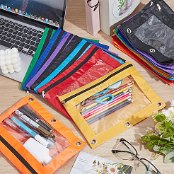CutHollow 40Pcs 8 Colors Rectangle Oxford Cloth 3-Ring Pen Pencil Zipper Bags&nbsp;ABAG-CL0001-14
