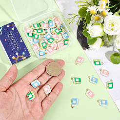 60個3色の金メッキ合金エナメルペンダント  カドミウムフリー＆鉛フリー  ブックチャーム  ミックスカラー  17x11x1mm  穴：1.6mm  20個/カラー&nbsp;ENAM-SC0007-66