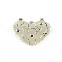 Heart Tibetan Style Alloy Split Pendant Rhinestone Settings&nbsp;TIBEP-S293-059AS-LF