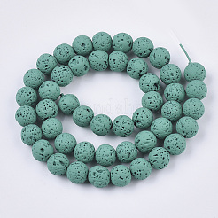 Spray Painted Natural Lava Rock Beads Strands&nbsp;G-N0324-C-03