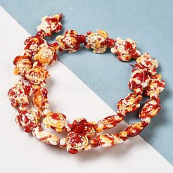 合成ターコイズ染色ビーズ連売り  燃料噴射効果  ウミガメ  クリムゾン  17~18x14~14.5x7mm  穴：1.6mm  約21~22個/連  13.39''~14.17''（34~36センチメートル）&nbsp;X-G-P507-05B