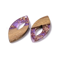 Transparent Resin & Walnut Wood Pendants&nbsp;RESI-N025-047A-03