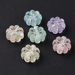透明つや消しアクリルビーズ  ABカラーメッキ  花  ミックスカラー  13x13.7x6.3mm  穴：2.8mm  約700個/500g&nbsp;OACR-C013-31