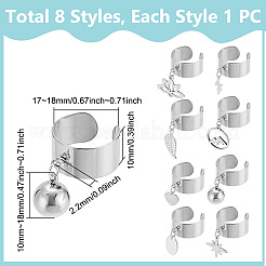 8Pcs 304 Stainless Steel Cuff Rings&nbsp;RJEW-UN00038