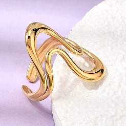 304 Stainless Steel Cuff Open Rings for Women&nbsp;RJEW-L342-15G