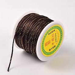 丸型ポリエステル編み込みコード  メタリック糸付き  ココナッツブラウン  2mm  約109.36ヤード（100m）/ロール&nbsp;OCOR-F002-738