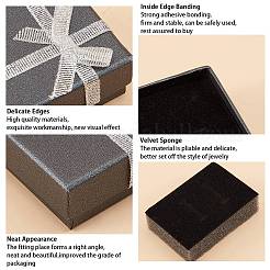 厚紙のネックレスボックス  リボンのちょう結びとスポンジの内側  長方形  ブラック  7x5x2.5cm&nbsp;CBOX-PH0001-09