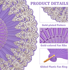 Plastic Folding Fan&nbsp;AJEW-WH20018-65A