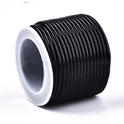 韓国産ワックスポリエステルコード  ジュエリー作りのための  ブラック  2mm  約10m /ロール&nbsp;YC-Q006-2.0mm-12
