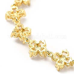 Clear Cubic Zirconia Clover Link Chain Bracelet&nbsp;BJEW-A132-15G