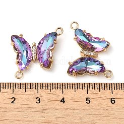 Brass Pave Faceted Glass Connector Charms&nbsp;FIND-Z020-04G