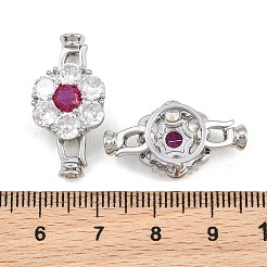 真鍮パヴェキュービックジルコニアフォールドオーバークラスプ  花  プラチナ  25.5x14x8mm&nbsp;CU-CBAA6E8-13P