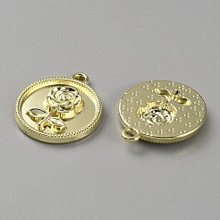 バロコスタイル合金ペンダント  ライトゴールド  花  フラットラウンド  21x18x2.5mm  穴：1.8mm&nbsp;FIND-WH20021-28C