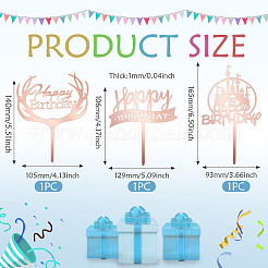 3Pcs 3 Styles Acrylic Cake Toppers&nbsp;FIND-TA0010-38A