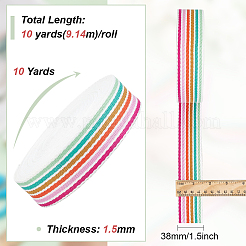 10ヤードのポリコットンストライプリボン  ホームテキスタイルカーテン用  下着  フラット  カラフル  1-1/2インチ（38mm）&nbsp;OCOR-WH0003-023