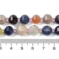 ミックス天然石ビーズ連売り  多面カット  ランタン  シードビーズで  9~10mm  穴：0.9mm  約34~35個/連  15.51~15.67インチ（39.4~39.8cm）&nbsp;G-G182-B23-04