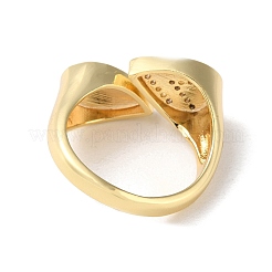 Rack Plating Brass Micro Pave Cubic Zirconia Open Cuff Rings&nbsp;RJEW-M158-02G