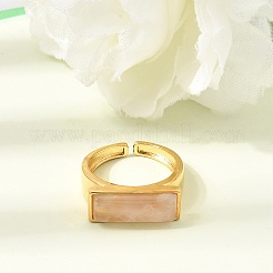 Brass with Natural Quartz Crystal Cuff Open Rings for Women&nbsp;GG-CBA0B5A-04G-07