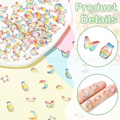 105個 7スタイル レインボーカラー レジンカボション  ネイルアートの装飾の付属品  混合図形  4.5~11x7.5~11.5x1.5~3.5mm  15個/スタイル&nbsp;MRMJ-CJ0001-38