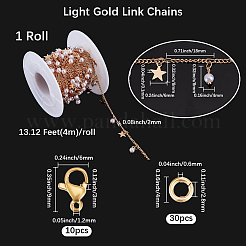 真鍮リンクチェーンネックレス/ブレスレットのDIYキット  ライトゴールド  2.5x2x1mm&nbsp;DIY-BBC0002-55