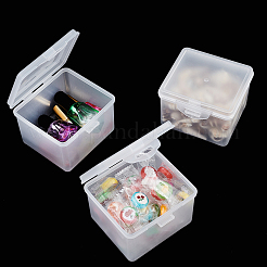 ポリプロピレン（pp）プラスチックボックス  ビーズ保存容器  ヒンジ付き蓋付き  長方形  ホワイト  9.2x10.15x7.15cm  インナーサイズ：9.5x8.4センチメートル  6個/箱&nbsp;CON-BC0006-70