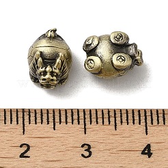 チベットスタイルラックメッキ真鍮ビーズ  ニッケルフリー  長持ちメッキ  牛  アンティークブロンズ  9.5x7.5x7mm  穴：3mm&nbsp;KK-Q805-50AB