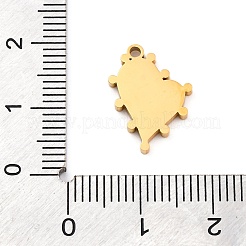 304ステンレススチールエナメルペンダント  レーザー切断  ハートチャーム  ゴールドカラー  ホワイト  16x12.5x1.5mm  穴：1.5mm&nbsp;STAS-Q338-04G