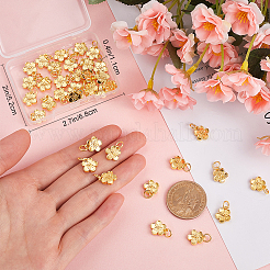 ラックメッキ合金チャーム40個  丸カン付き  長持ちメッキ  カドミウムフリー＆鉛フリー  花のチャーム  18KGP本金メッキ  12x10.5x3.5mm  穴：4mm&nbsp;FIND-BBC0003-41G