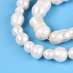天然バロックケシパールビーズ連売り  有核真珠  溝付き  数8  乳白色  9~32x8~13mm  約18~23個/連  13.78~15.16インチ（35~38.5cm）&nbsp;PEAR-S020-O03